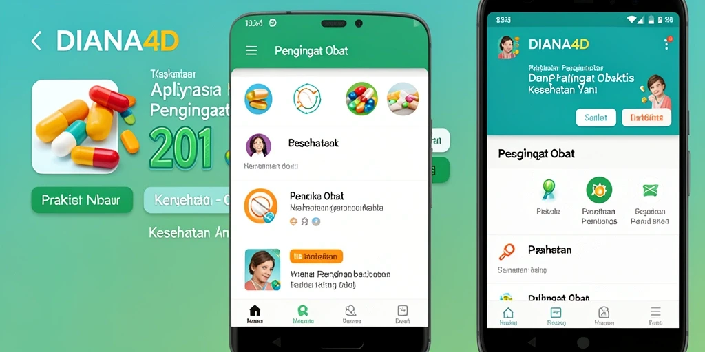 Antarmuka aplikasi DIANA4D yang ramah pengguna untuk pengingat obat.