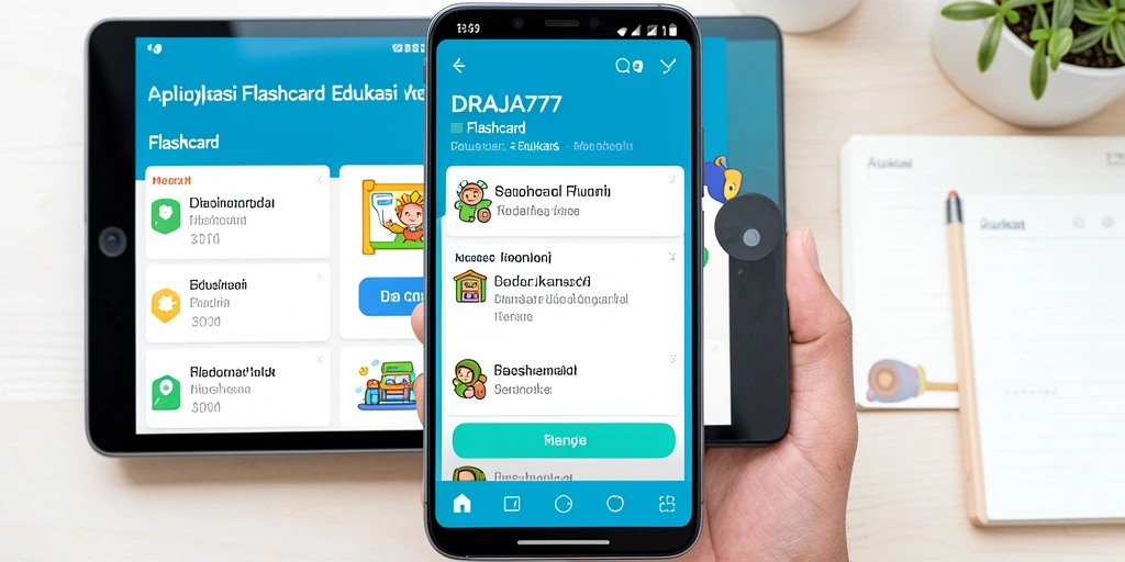 Screenshot antarmuka DRAJA777 menampilkan fungsi flashcard yang interaktif.