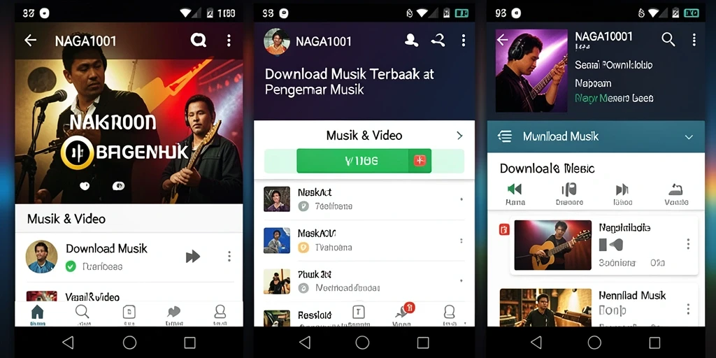Tampilan antarmuka NAGA1001 yang sederhana dan menarik untuk Download Musik.