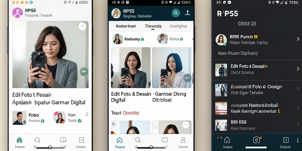 Antarmuka aplikasi RP55 yang intuitif untuk pengeditan gambar digital.