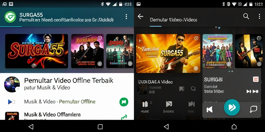 Antarmuka SURGA55 yang mudah digunakan untuk memutar video offline.