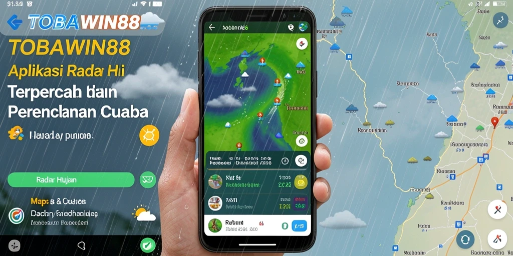 Tampilan antarmuka utama TOBAWIN88 dengan informasi radar hujan.